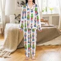 Holiday Nutcracker Pajama Set, Nutcracker Christmas Satin Pajamas, Festive Christmas Loungewear, Silky Pajama Sleepwear, Xmas Present for Her