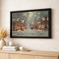 Snowy Winter Street Canvas Wall Art, Victorian Christmas Village Canvas Print, Vintage Holiday Canvas, Festive Xmas Decor, Winter Home Present