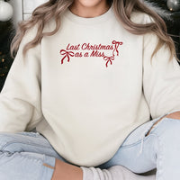 Coquette Bow Bridal Crewneck, Last Christmas as a Miss Sweatshirt, Bride to Be Holiday Sweatshirt, Engaged Christmas Sweatshirt