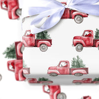 Santa Driving Pickup Gift Wrap, Vintage Red Truck Christmas Wrapping Paper, Farmhouse Holiday Wrapping Paper, Rustic Christmas Gift Wrap