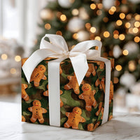 Camouflage Cookie Christmas Gift Wrap, Gingerbread Camo Wrapping Paper, Humorous Holiday Wrapping Paper, Military Pattern Gift Wrap Roll