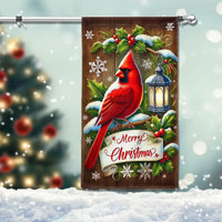 Winter Bird Holiday Yard Flag, Cardinal Merry Christmas Garden Flag, Double-Sided Red Cardinal Outdoor Banner, Seasonal Xmas Lawn Flag