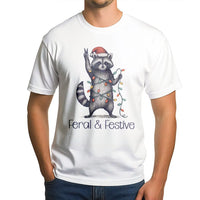 Humorous Trash Panda Xmas Shirt, Feral and Festive Raccoon Christmas T-Shirt, Retro Holiday Animal Graphic Tee, Adorable Raccoon Winter T-Shirt