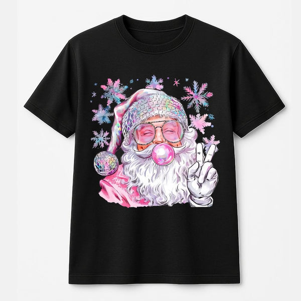 Retro Bubble Gum Santa Shirt, Disco Santa T-Shirt, Humorous Christmas Graphic Tee, Vintage Holiday Santa Tee, Fun Xmas Party 