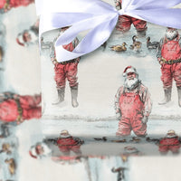 Duck Hunter Christmas Gift Wrap, Hunting Santa Wrapping Paper, Watercolor Outdoorsman Fishing Wrapping Paper, Holiday Gift Wrap Roll