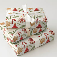 Christmas Gift Wrap Roll, Watercolor Candy Cane Wrapping Paper, Holiday Motif Paper, Festive Wrapping Paper, Xmas Present Packaging Paper