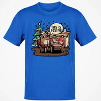 Humorous Holiday Reindeer Tee, This Is Festive Christmas T-Shirt, Retro Xmas Graphic Shirt, Adorable Festive Season Present T-Shirt