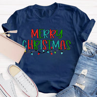Festive School Holiday Shirt, Merry Christmas Lights Teacher T-Shirt, Adorable Christmas Teacher Graphic Tee, Xmas Educator Present for Teacher