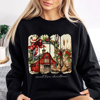 Western Barn Cowgirl Sweatshirt, Small Town Christmas Sweatshirt, Country Music Christmas Crewneck, Rustic Winter Graphic Sweatshirt
