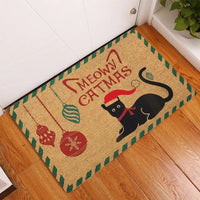 Holiday Pet Lover Welcome Mat, Humorous Black Cat Christmas Doormat, Adorable Winter Front Door Mat, Xmas Porch Rug, Cat Mom Christmas Present