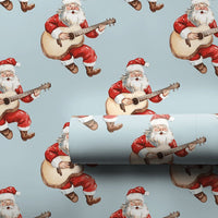 Guitarist Santa Claus Wrapping Paper, Acoustic Guitar Santa Wrapping Paper, Musician Christmas Wrapping Paper, Holiday Gift Wrap Roll
