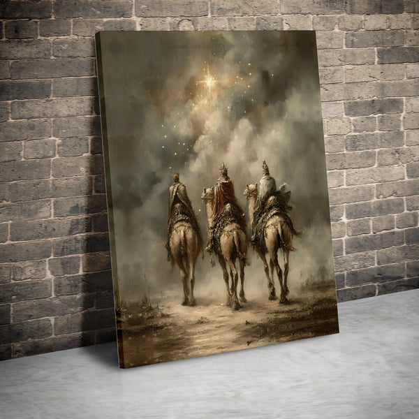 Nativity Star of Bethlehem Canvas Print, Three Wise Men Canvas Art, Christian Christmas Canvas, Religious Holiday Wall Decor,