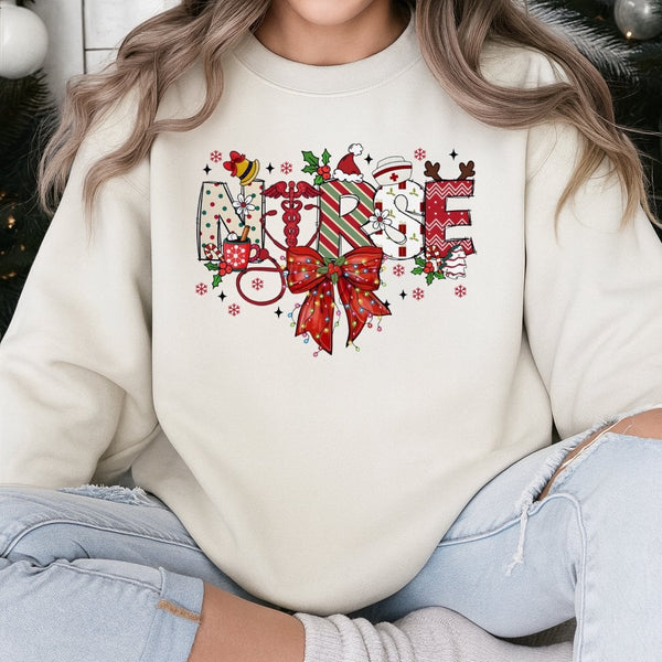 Festive RN Medical Holiday Sweater, Christmas Nurse Sweatshirt, Adorable Nurse Crewneck, Healthcare Worker Xmas Present, Wint