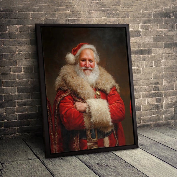 Oil Painting Santa Canvas Print, Vintage Santa Claus Canvas Art, Classic Christmas Wall Canvas, Holiday Portrait Decor, Xmas 