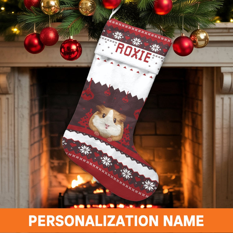 Custom Pet Name Holiday Stocking, Personalized Guinea Pig Christmas Stocking, Adorable Small Animal Xmas Stocking, Unique Pet Lover Present