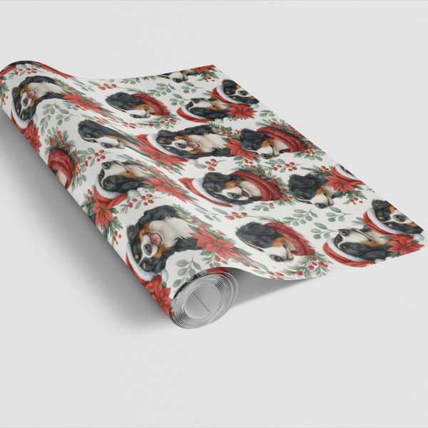 Berner Holiday Gift Wrap, Bernese Mountain Dog Wrapping Paper, Winter Dog Breed Christmas Paper, Festive Dog Lover Gift Wrapp