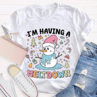 Humorous Winter Holiday Graphic Shirt, Meltdown Snowman Christmas T-Shirt, Adorable Melting Snowman Humor Xmas Tee, Present