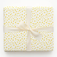 Yellow Winter Snowflake Gift Wrap, Golden Snowflake Wrapping Paper, Elegant Holiday Wrapping Paper, Christmas Present Paper, Gift Wrap Roll