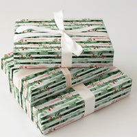 Watercolor Holiday Gift Wrap, Pink Green Striped Berry Wrapping Paper, Artistic Christmas Wrapping Paper, Festive Winter Present Gift Wrap