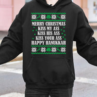 Ugly Sweater Style Quote Sweatshirt, Humorous Christmas Hoodie, Retro Holiday Graphic Pullover, Sarcastic Christmas Humor Hooded Sweatshirt