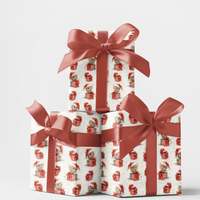 Adorable Mouse Holiday Gift Wrap Roll, Santa Mice Christmas Wrapping Paper, Festive Animal Xmas Wrapping Paper, Whimsical Kids Present Wrap