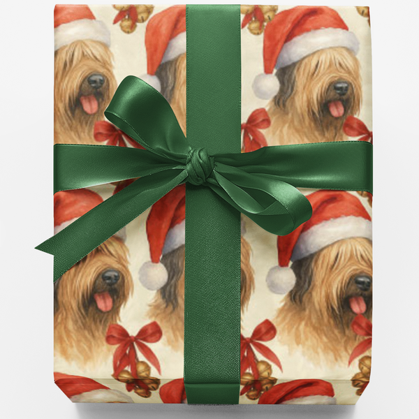 Longhair Dog Breed Gift Wrap, Briard Christmas Wrapping Paper, Winter Holiday Present Paper, Pet Owner Dog Lover Xmas Wrappin