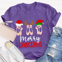 Humorous Christmas Dance Graphic Tee, Merry Dancemas Ballet Teacher T-Shirt, Dance Instructor Holiday Shirt, Adorable Ballerina Xmas Dancer Present