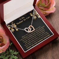 Sentimental Heart Necklace, Mother-in-Law Interlocking Hearts Necklace, Birthday Double Heart Necklace, Christmas Jewelry Present for Her