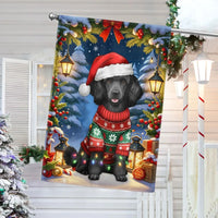 Santa Hat Holiday Dog Flag, Black Cocker Spaniel Christmas Garden Flag, Double-Sided Winter Pet Garden Flag, Cocker Spaniel Lover Present