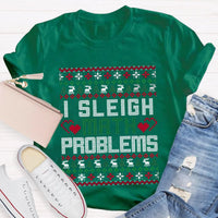 Humorous Christmas Math Shirt, I Sleigh Math Problems Teacher T-Shirt, Holiday STEM Graphic Tee, Math Educator Xmas Party Present