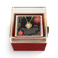 Sparkling CZ Crystal Gold Pendant, Granddaughter Love Knot Necklace, Meaningful Granddaughter Jewelry, Christmas Holiday Present for Her