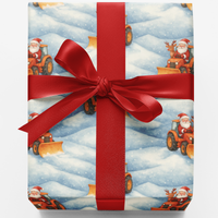 Snow Plow Christmas Gift Wrap, Santa Driving Tractor Wrapping Paper, Farm Holiday Wrapping Paper, Country Xmas Gift Wrap