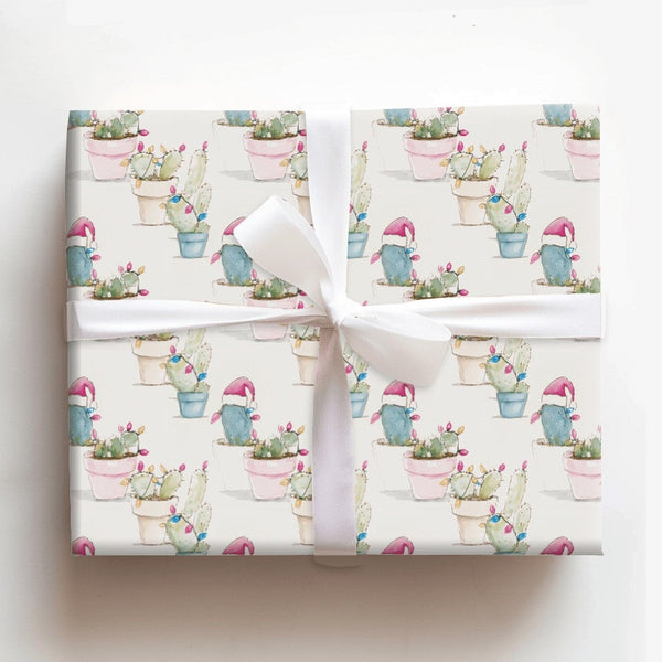 Southwestern Holiday Gift Wrap, Christmas Cactus Wrapping Paper, Succulent Christmas Wrapping Paper, Festive Desert Plant Gif