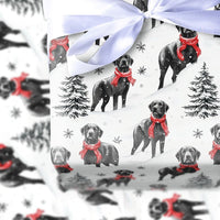 Winter Dog in Red Scarf Gift Wrap, Black Lab Wrapping Paper, Snowy Labrador Christmas Wrapping Paper, Holiday Dog Lover Wrapping Paper