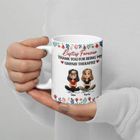 Besties Forever Ceramic Cup, Unpaid Therapist Coffee Mug, 3D Floral Border Drinkware Mug, Best Friend Birthday Mug, Christmas Present for Her