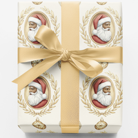 Vintage Cameo Holiday Gift Wrap, Black Santa Wrapping Paper, African American Santa Wrapping Paper, Classic Christmas Present Wrapping Paper