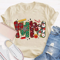 Festive Font Christmas Shirt, Colorful Christmas T-Shirt, Retro Holiday Graphic Tee, Unisex Christmas Party Shirt, Xmas Family Present