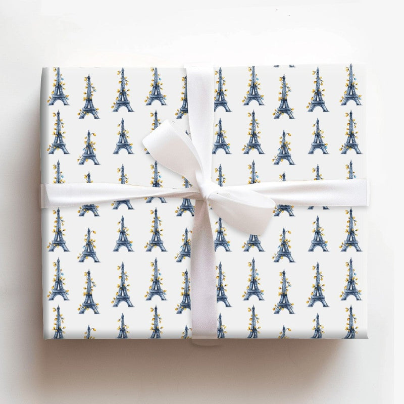 Paris Watercolor Gift Wrap, Eiffel Tower Christmas Wrapping Paper, France Holiday Travel Wrapping Paper, Parisian Decor Gift Wrap Roll