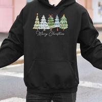 Watercolor Forest Sweatshirt, Watercolor Christmas Tree Hoodie, Comfy Holiday Pine Tree Hoodie, Winter Nature Pullover, Xmas Present for Women
