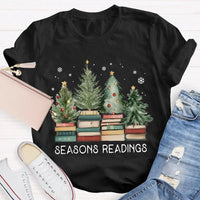 Humorous Holiday Book Pun T-Shirt, Seasons Readings Teacher Shirt, Adorable Christmas Reading Graphic Tee, Book Lover Christmas T-Shirt