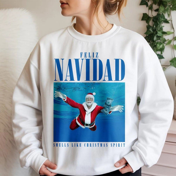 Humorous Rock Band Music Parody Crewneck, Feliz Navidad Santa Sweatshirt, Christmas Band Sweater, Holiday Graphic Pullover