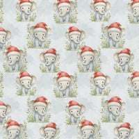 Adorable Santa Hat Animal Gift Wrap, Christmas Elephant Wrapping Paper, Holiday Elephant Paper Roll, Winter Xmas Wrapping Paper, Kids Gift Wrap
