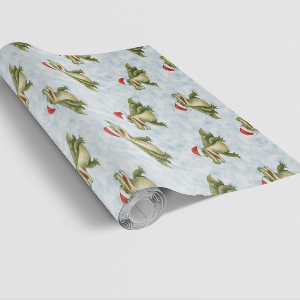 Adorable Alligator Holiday Gift Wrap, Santa Crocodile Christmas Wrapping Paper, Whimsical Animal Paper Roll, Festive Kids Gif