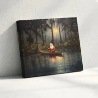 Magical Swamp Christmas Canvas Print, Santa Claus Bayou Canvas Wall Art, Southern Holiday Wall Art, Whimsical Xmas Canvas, Seasonal Art Present