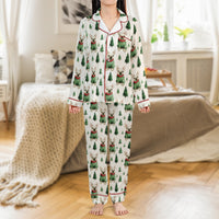 Christmas Dog Pajama Set, French Bulldog Satin Pajamas, Holiday Puppy Sleepwear Pajamas, Festive Frenchie Loungewear, Present for Dog Lovers