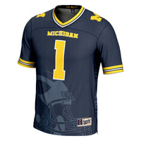 #1 Michigan Wolverines Icon Print Football Fashion Jersey - Navy