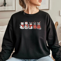 Festive Kitten Red Scarf Sweater, Adorable Cat Christmas Sweatshirt, Holiday Cat Lover Crewneck, Winter Cat Graphic Pullover, Cat Mom Xmas Present
