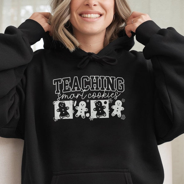 Gingerbread Teacher Christmas Hoodie, Teaching Smart Cookies Hoodie, Holiday School Teacher Hoodie, Adorable Gingerbread Hood