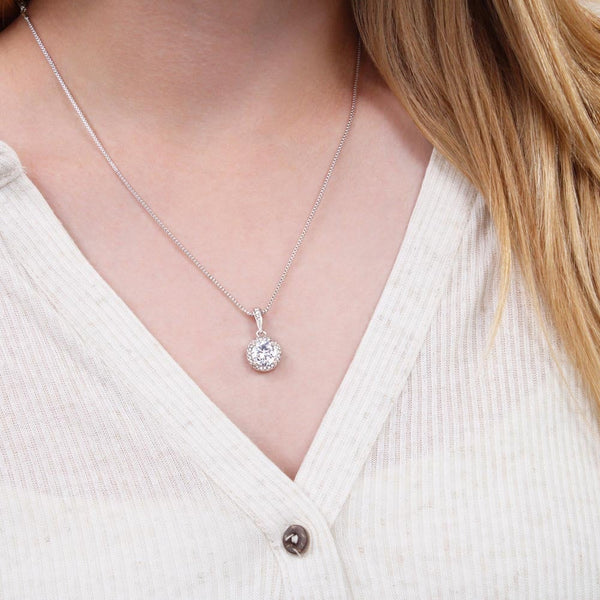 Christmas Message Keepsake Pendant, Wife Eternal Hope Necklace, White Gold Stainless Steel, Romantic Holiday Jewelry Present 