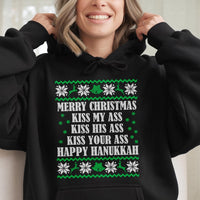 Ugly Sweater Style Quote Sweatshirt, Humorous Christmas Hoodie, Retro Holiday Graphic Pullover, Sarcastic Christmas Humor Hooded Sweatshirt